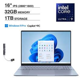 ASUS - S16 S5606CA-SB92 Laptop, Ultra 9-285H, 32GB, 1TB SSD, 16.0" (2880x1800), Intel Arc, Win 11 Pro - Mist Blue