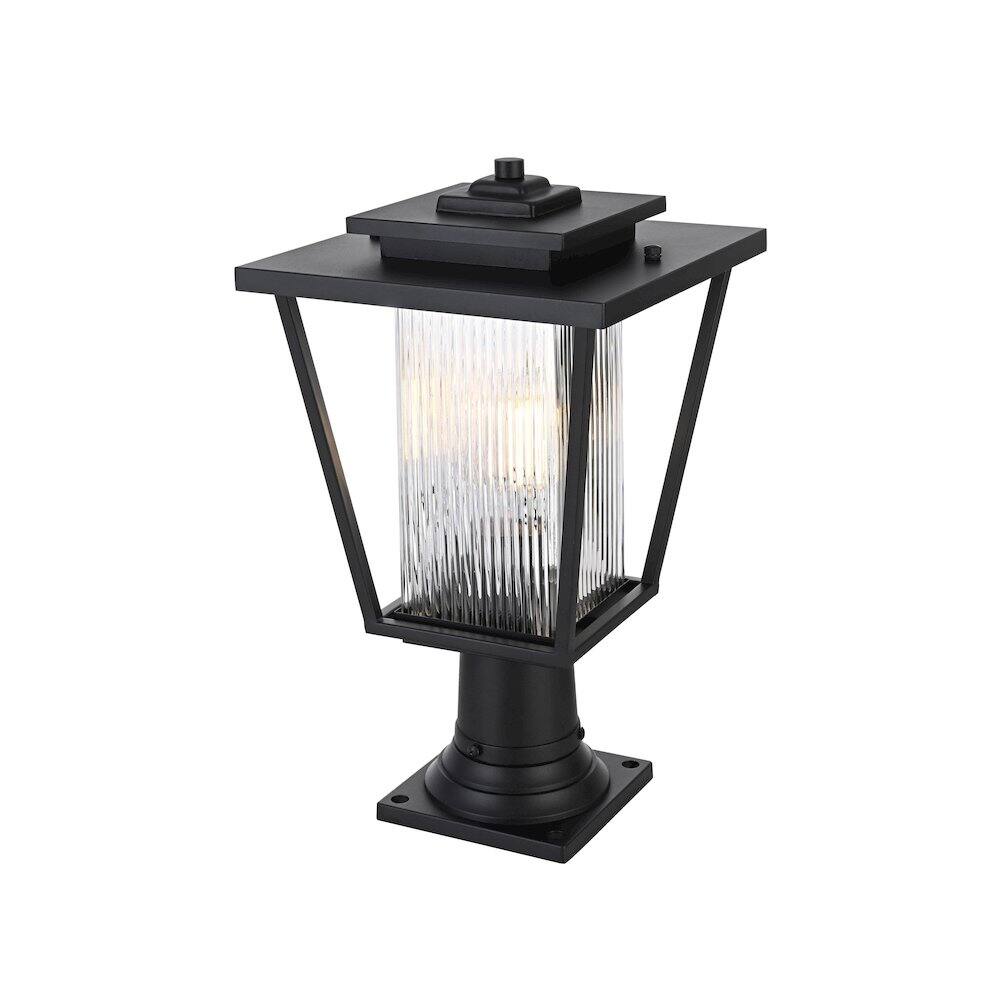 Angle. Elegant Lighting - York 7 inch Outdoor Pendant in Black - Black.