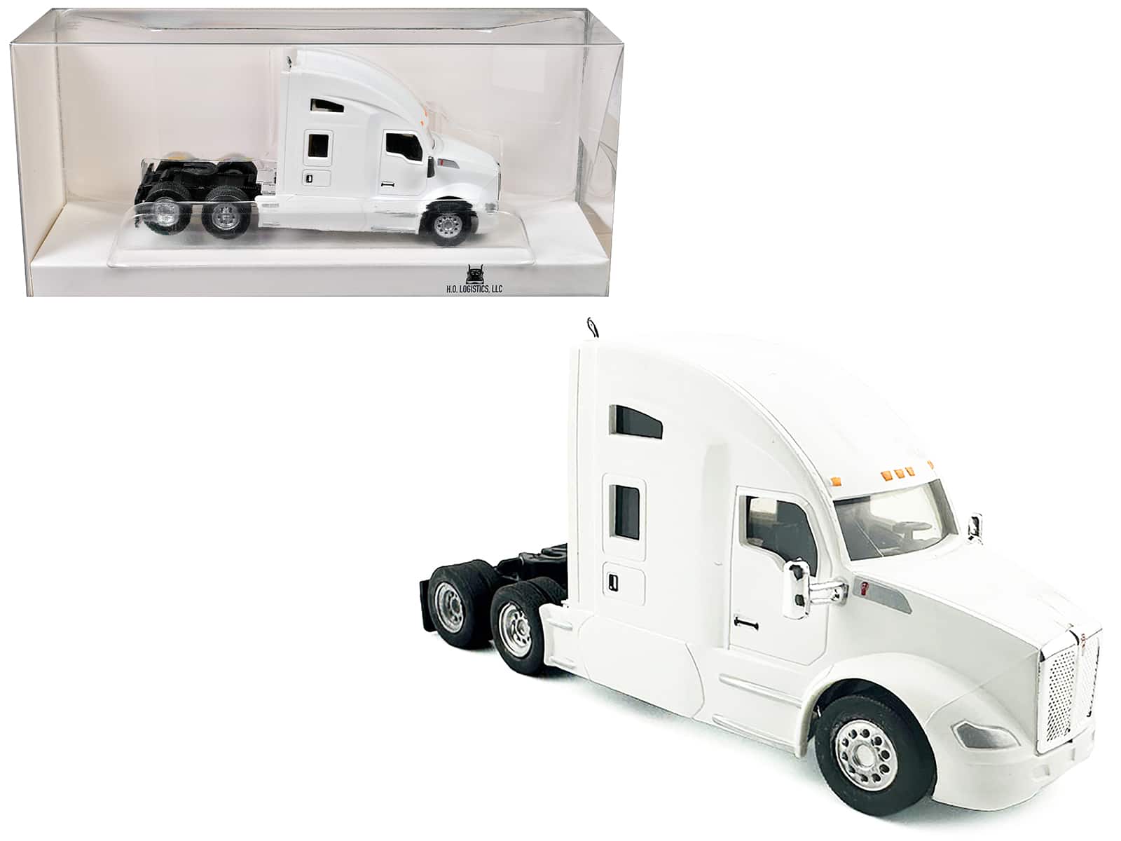 HO Logistics Replicas - Kenworth T680 Sleeper Cab 1/87 (HO) Plastic Model Car by HO Logistics - White