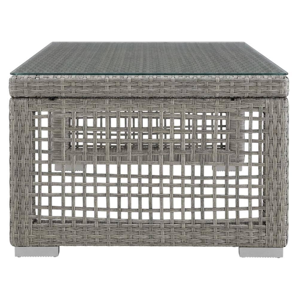 Back. Outdoor Escape - Outdoor Rattan Coffee Table With Stylish Design And Durable Construction - Gray.
