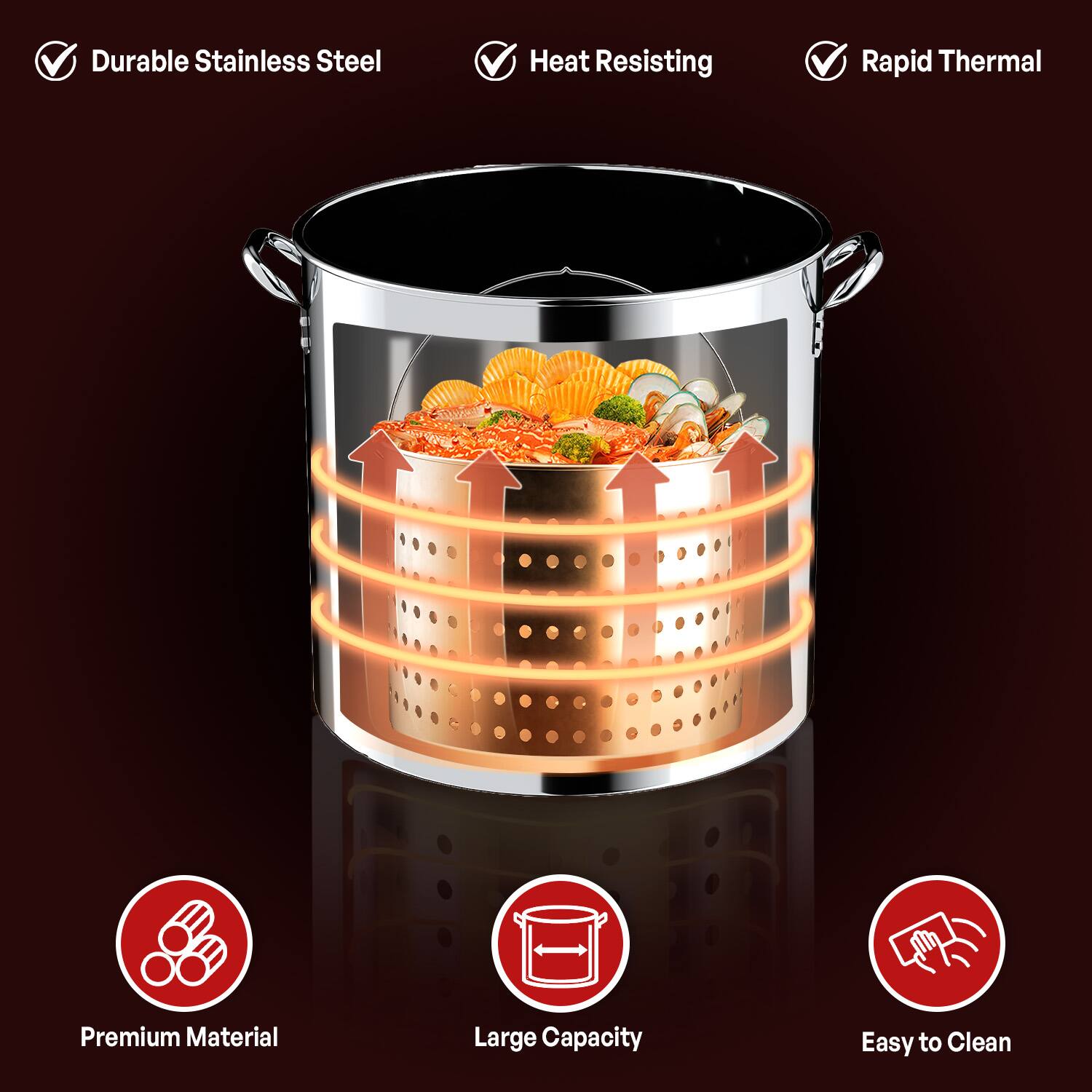 - Durable Stainless Steel
- Heat Resisting
- Rapid Thermal
- Premium Material
- Large Capacity
- Easy to Clean