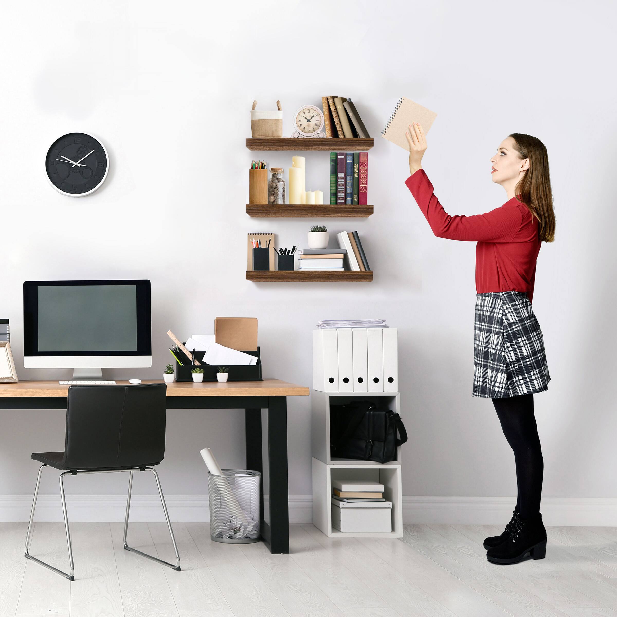 Alt View 3. Sorbus - Sorbus Floating Shelves for Wall, Bathroom Shelves Wall Mounted for Kitchen, Bedroom, Bathroom Storage Over Toilet - Walnut.