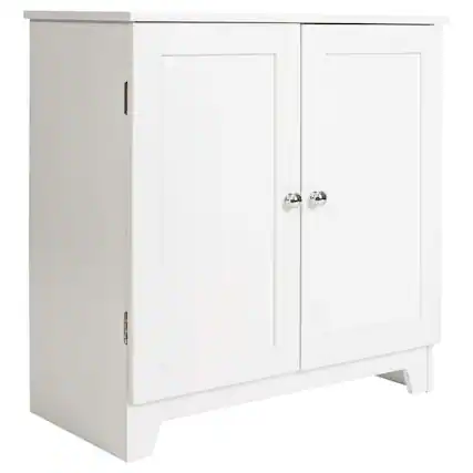 Front. Redmon - Redmon Double Door Freestanding Floor Cabinet, Modern Wooden Furniture, White - White.