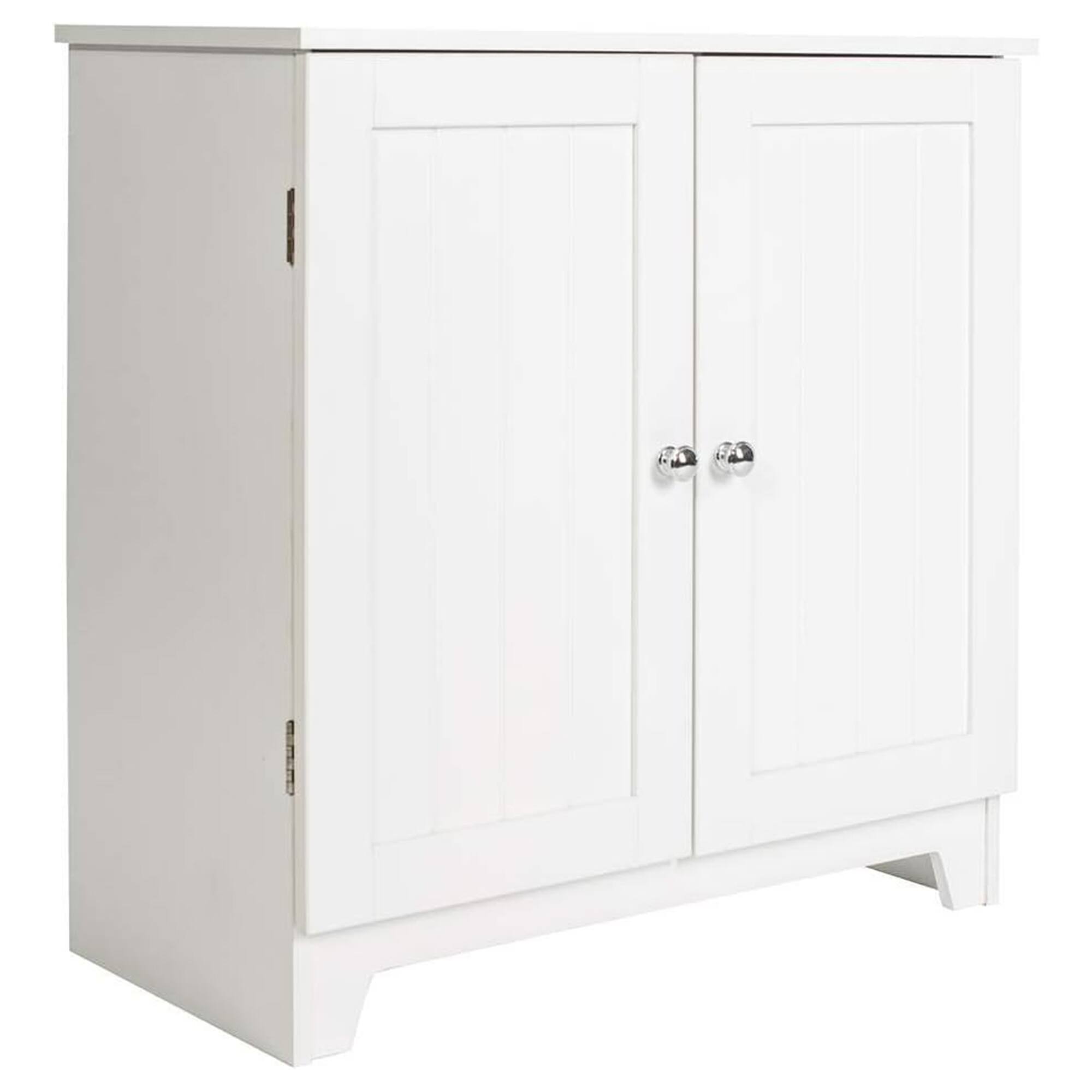 Front. Redmon - Redmon Double Door Freestanding Floor Cabinet, Modern Wooden Furniture, White - White.