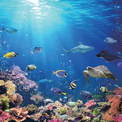 Front. Toynk - Under the Sea Coral Reef 500 Piece Jigsaw Puzzle - Blue.