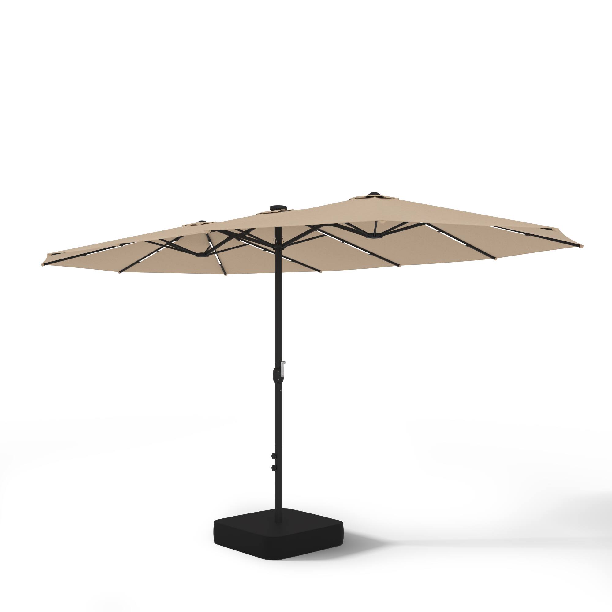 Alt View 7. Famapy - Double Top Patio Umbrella with LED Lights Outdoor Market UmbrellaLarge Twin Canopy Deck Umbrella for Patio Garden - Sand.