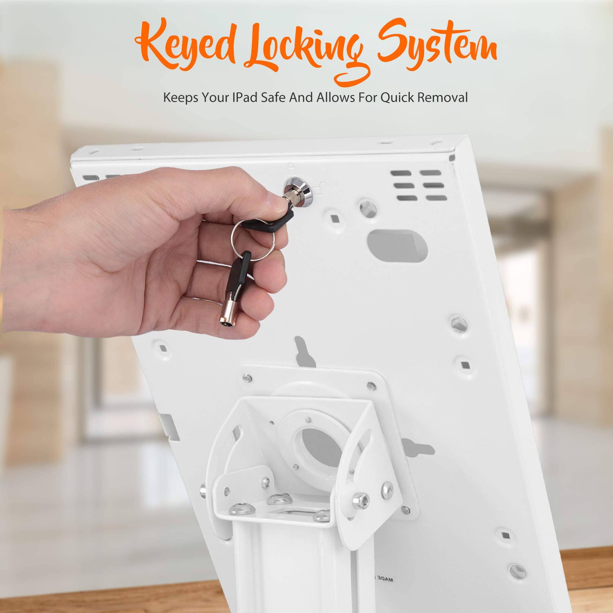 Keyed Locking System  
Keeps Your iPad Safe And Allows For Quick Removal