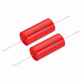 Unique Bargains - 2pcs 15uf Frequency Divider Capacitor, 250V Axial Audio Speaker Crossover MKP Film Capacitor - Red