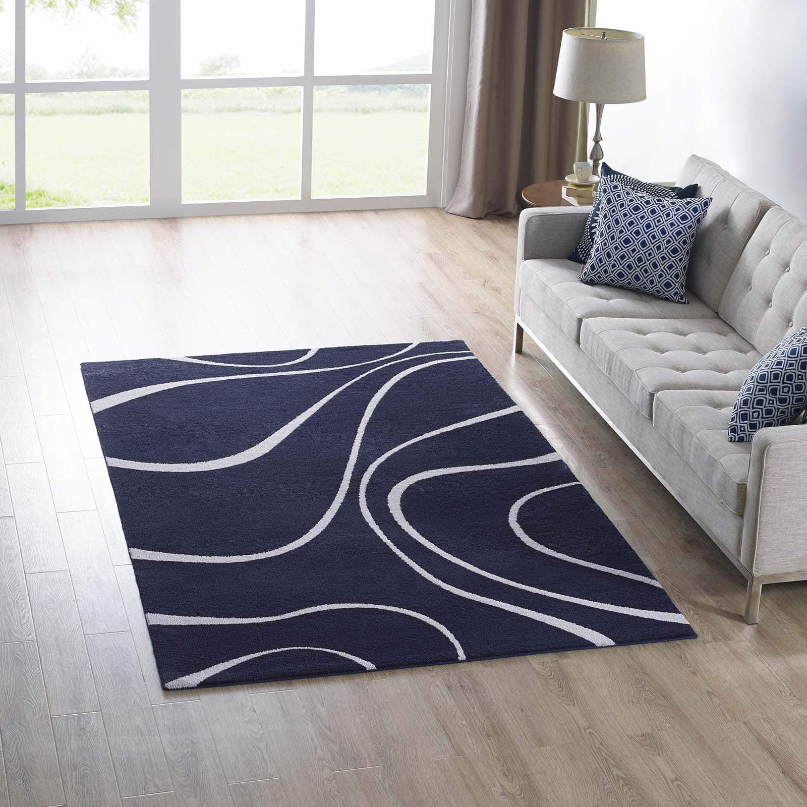 Modway - Therese Abstract Swirl Area Rug - Navy and Ivory