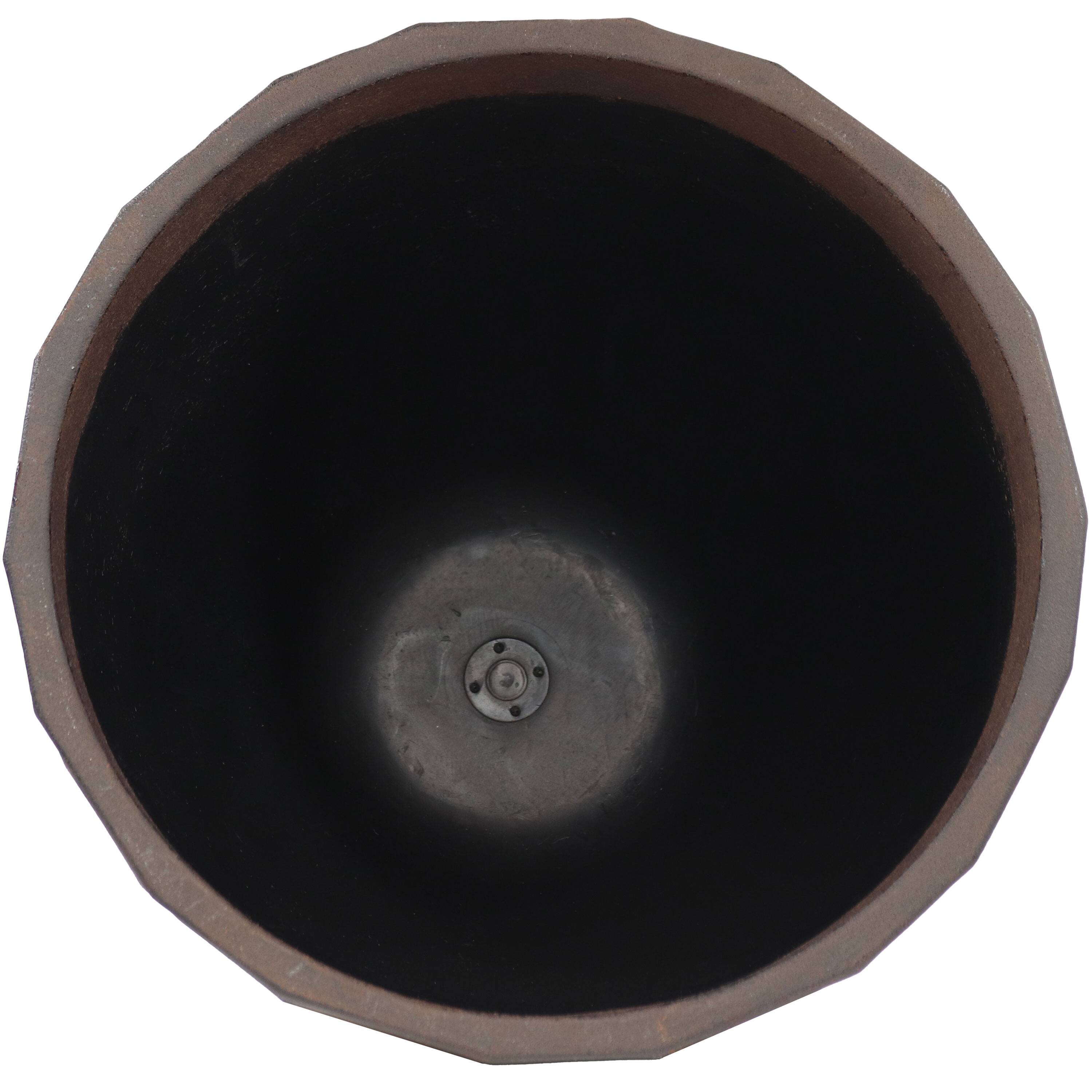 Alt View 8. Sunnydaze - 15.75 in Pebbled Polyresin Outdoor Planter - Dark Brown.