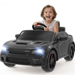 FIRST RIDE ON - 12V Ride On Car Licensed Dodge Charger SRT Hellcat Electric Car for Kids, 3-Speed Kids Electric Vehicle - Black