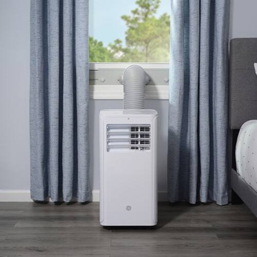 Alt View 9. GE - 6,100 BTU Portable Air Conditioner with Dehumidifier and Remote - APFD06JASW - White.