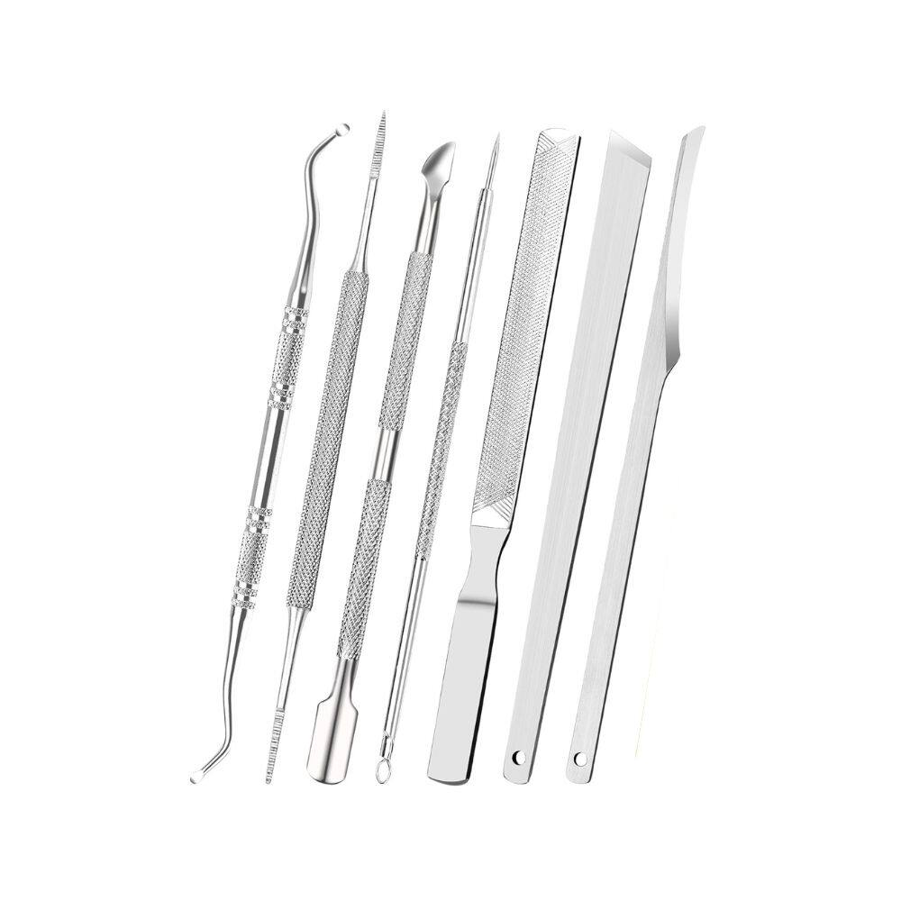 Front. Beauty Hub Ecommerce - 7 Pieces Ingrown and Lifters Set - Silver.