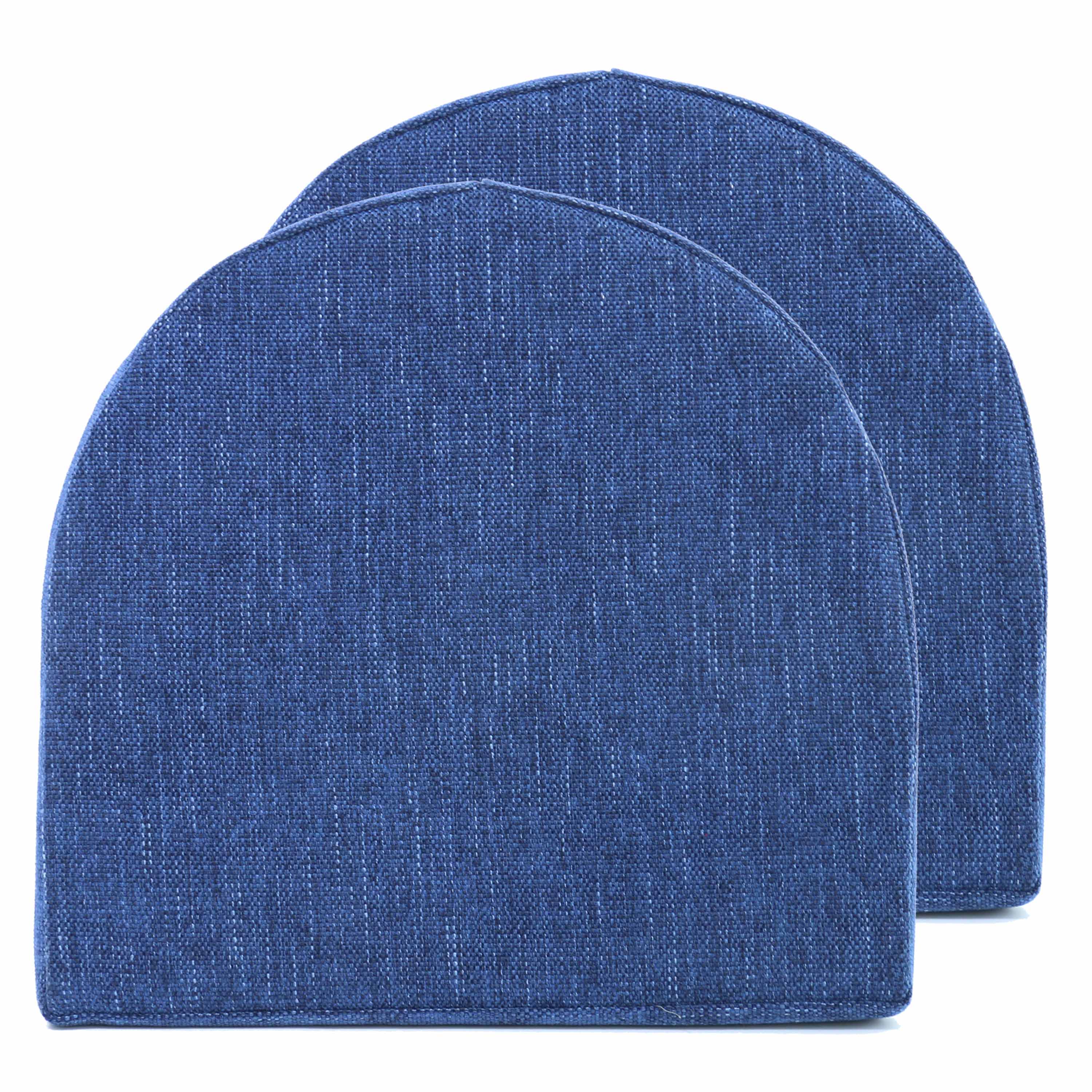 Front. Sweet Home Collection - U-Shape Molded 100% High Density Memory Foam Chair Pads With Ties, 2-Pack - Navy.