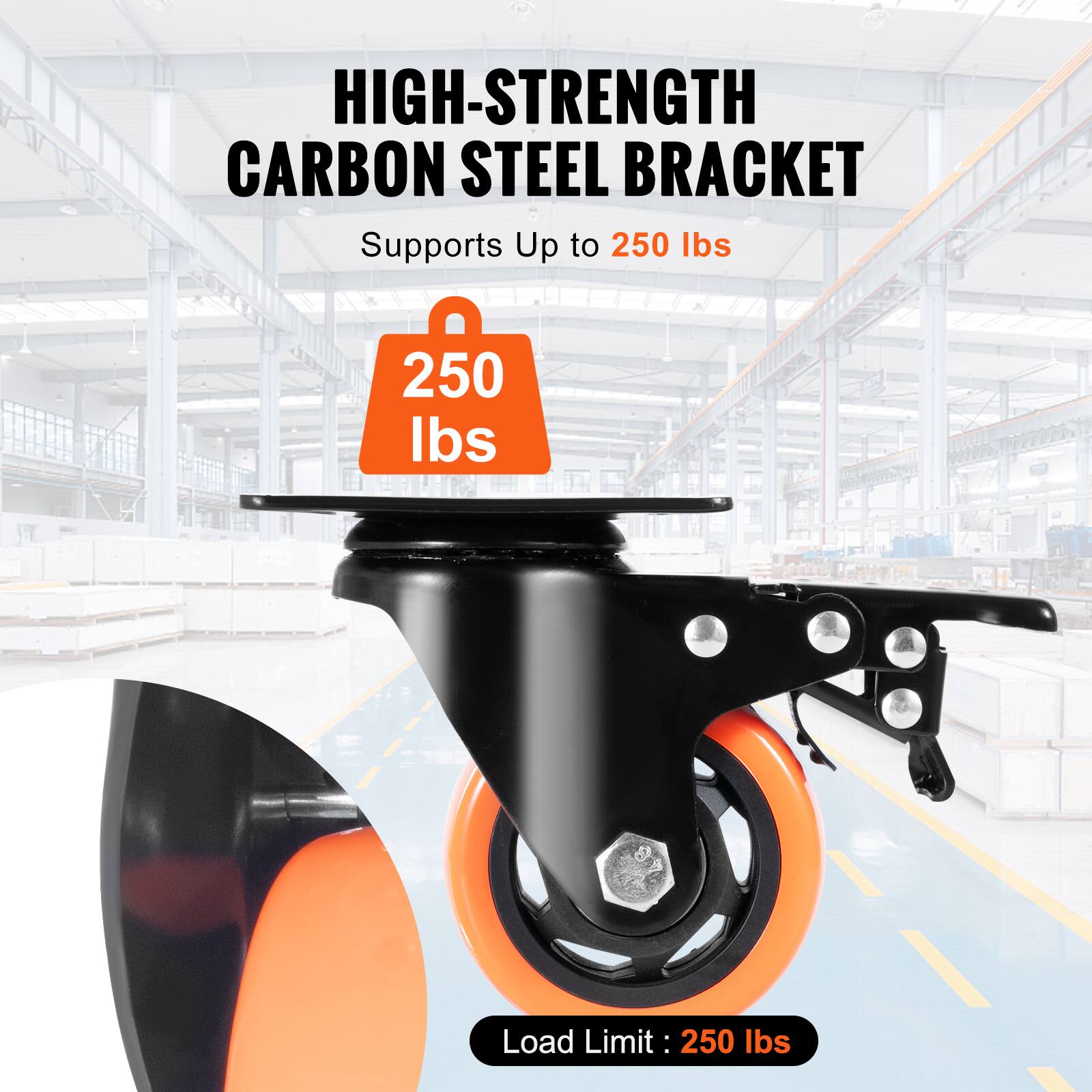 HIGH-STRENGTH CARBON STEEL BRACKET  
Supports Up to 250 lbs  
Load Limit: 250 lbs