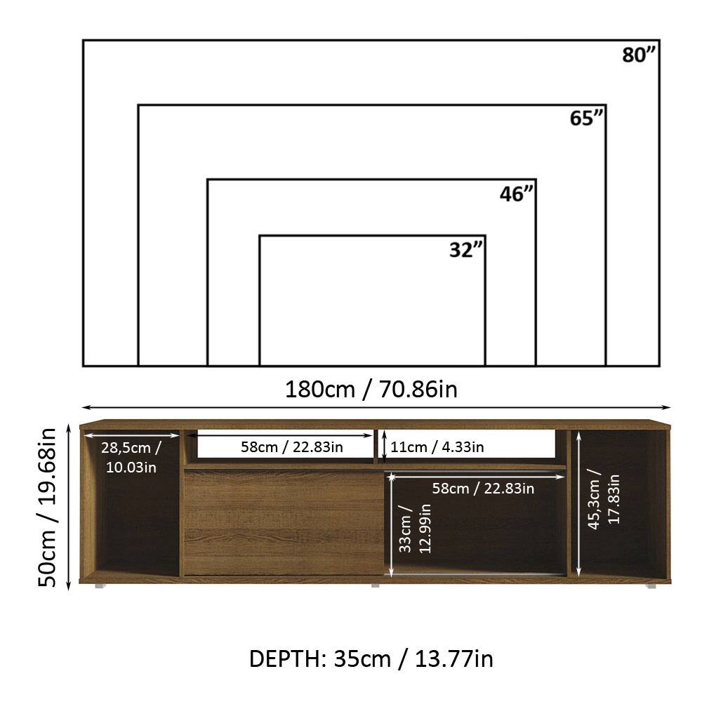 - 80" / 180cm / 70.86in
- 65"
- 46"
- 32"
- 50cm / 19.68in
- 28.5cm / 10.03in
- 58cm / 22.83in
- 11cm / 4.33in
- 58cm / 22.83in
- 33cm / 12.99in
- 45.3cm / 17.83in
- DEPTH: 35cm / 13.77in