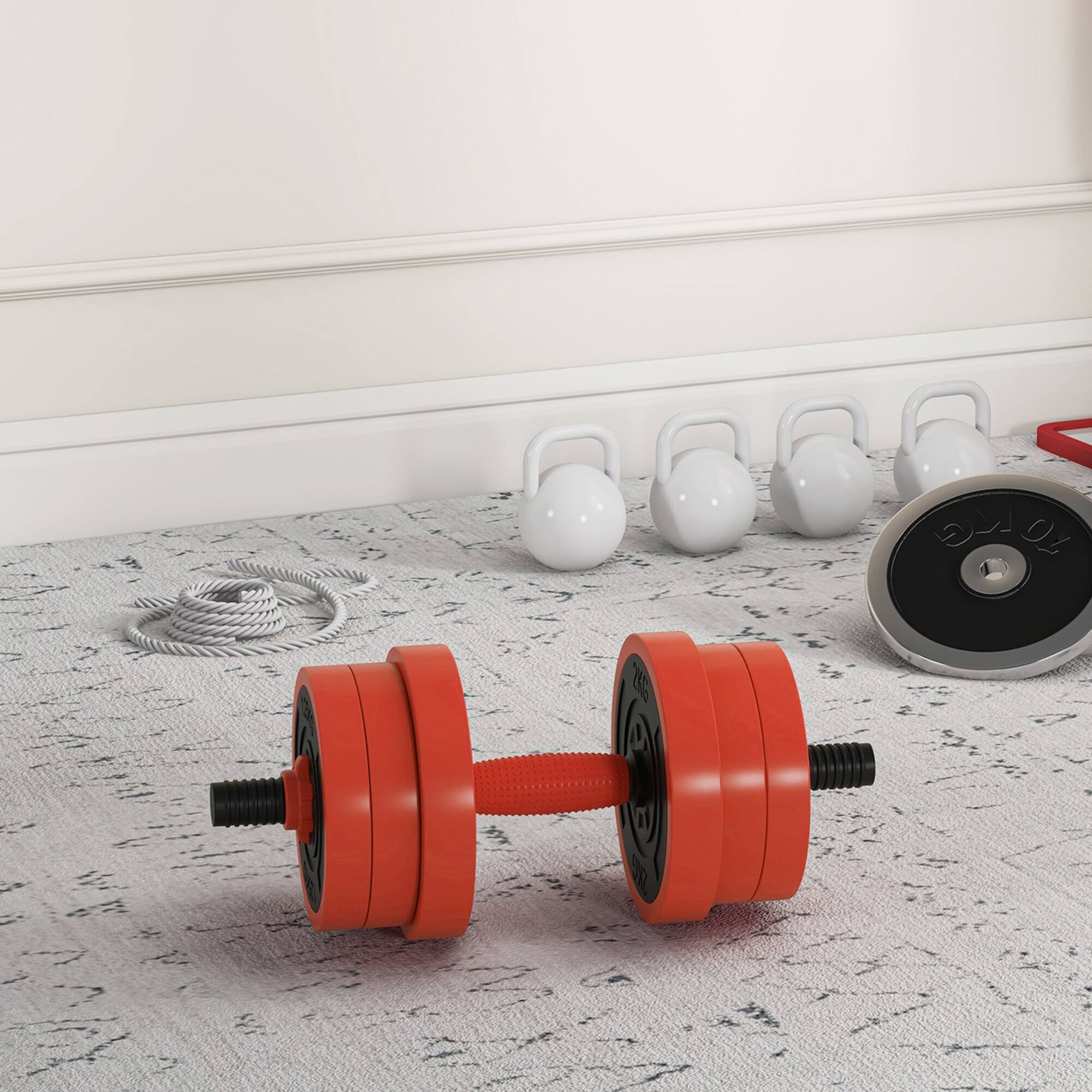 Alt View 7. Soozier - Adjustable Dumbbell Sets, 4 in1 Weights Dumbbells Set Used as Barbell, Kettlebells, Push up Stand - Red.