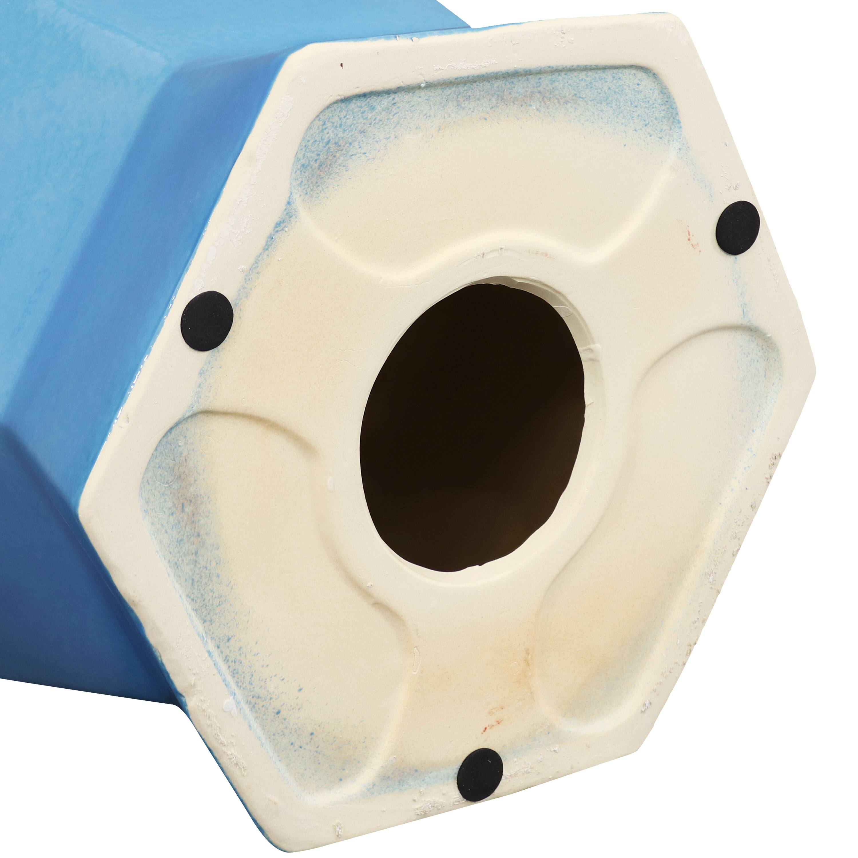 Alt View 6. Sunnydaze - 17.25 in Moderno Geometric Glaze Ceramic Garden Stool - Moonstone.