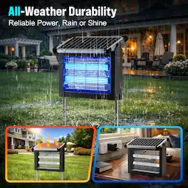 Anysun - Solar & USB Powered Bug Zapper, Mosquito Zapper with Multiple Modes, 10W Solar Panel & 4500V Shock Grid - Black