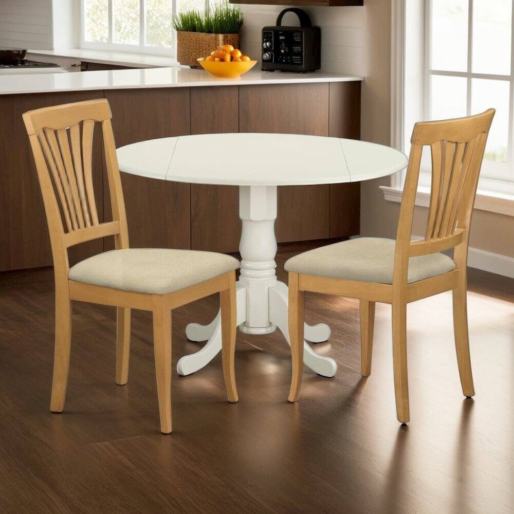 Left. FurniFact - Elegant Wooden Dining Chairs with Cushioned Seat – Set of 2 - Oak.
