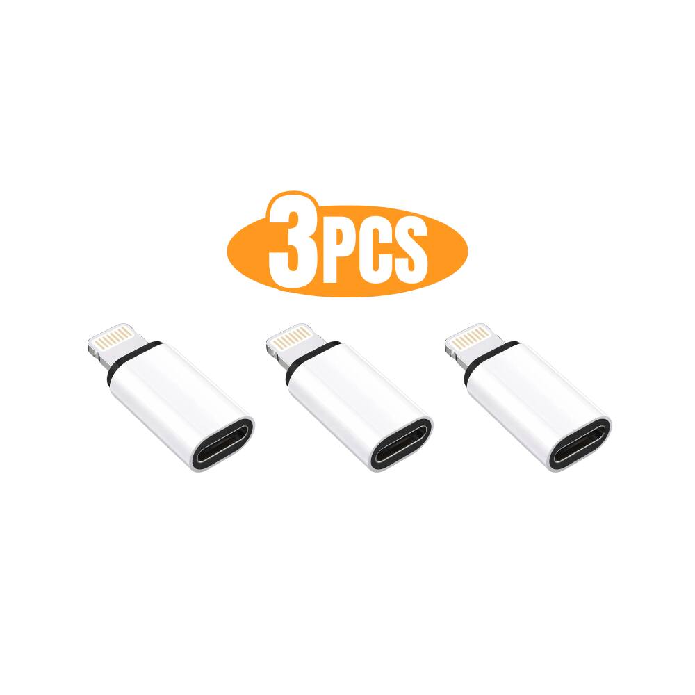Alt View 4. Qixxronics - (3Pack) USB C Female to Lightning Male Charger Adapter Type C Cable Converter Lightning Port Connector for iPhone, iPad - White.