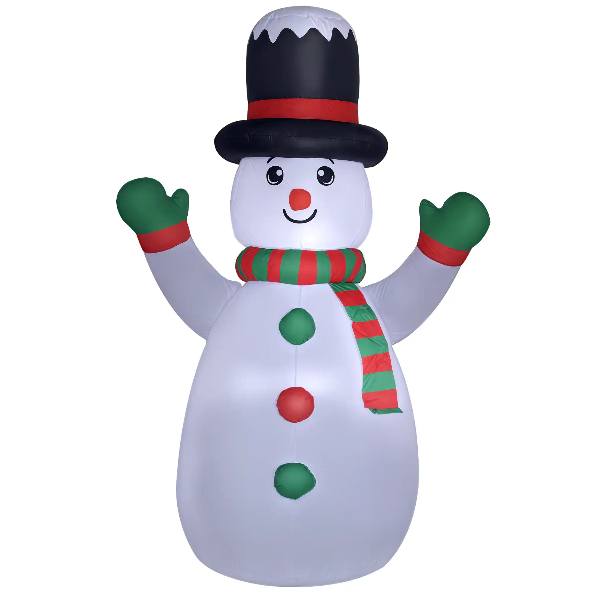 Front. Outsunny - 6ft Inflatable Snowman, Xmas Blow Up Yard Decorations with Built-in LED Lights - White.