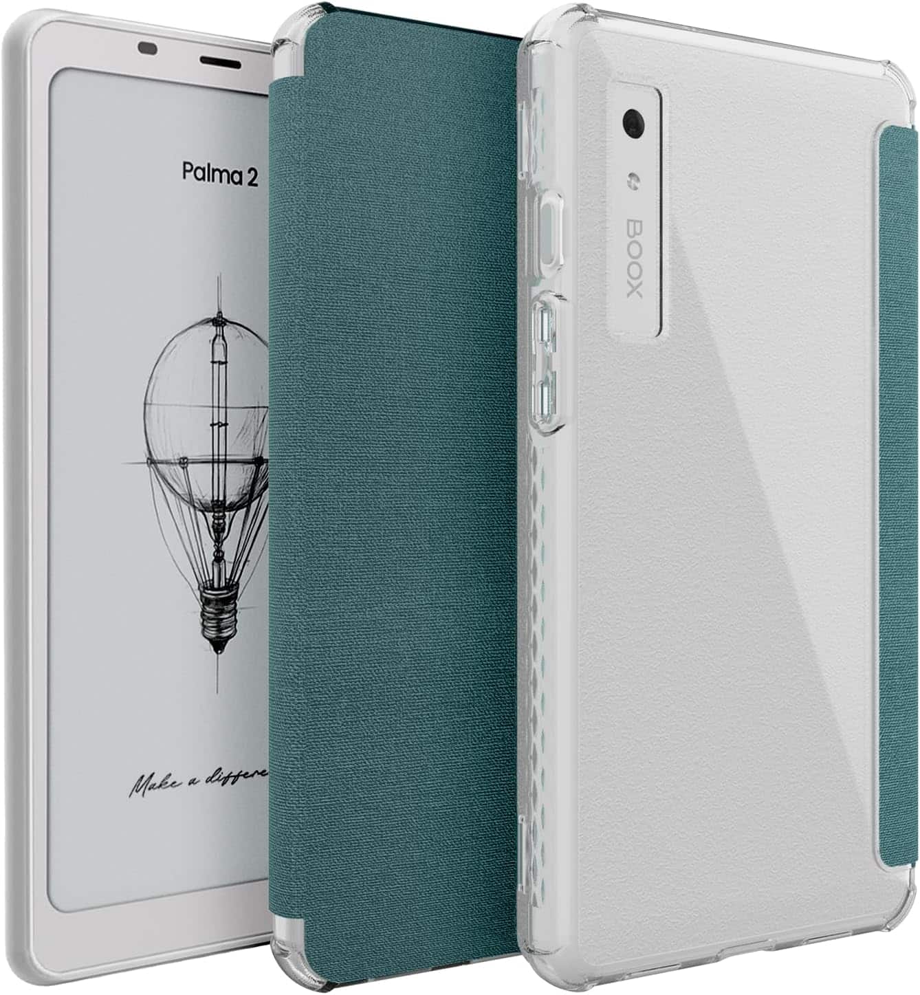 TUDIA - SKN FLIP V2 Designed for Onyx Boox Palma 2 Case [DO NOT FIT Palma 2 PRO] - Clear Turquoise