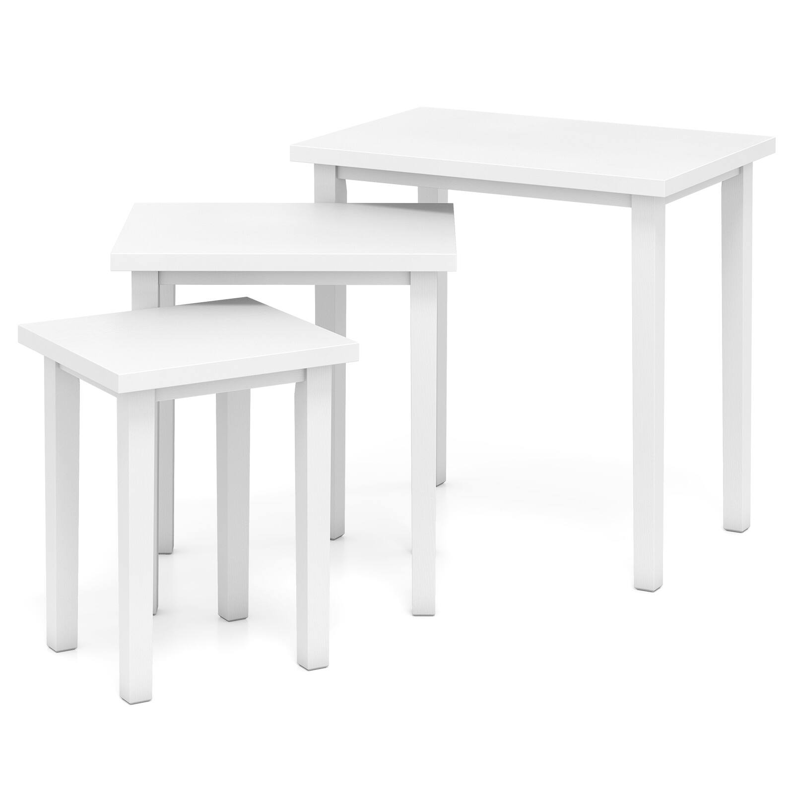 Alt View 9. Gymax - Gymax 3 PCS Nesting End Tables Farmhouse Rectangle Side Table Set for Living Room - White.