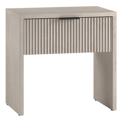 Front. Hudson&Canal - Kenslow 24" Wide Rectangular Fluted Nightstand in Alder White - White.
