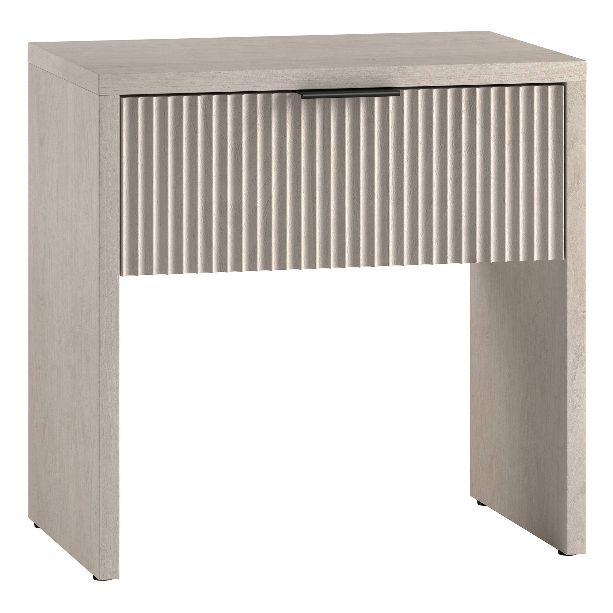 Front. Hudson&Canal - Kenslow 24" Wide Rectangular Fluted Nightstand in Alder White - White.