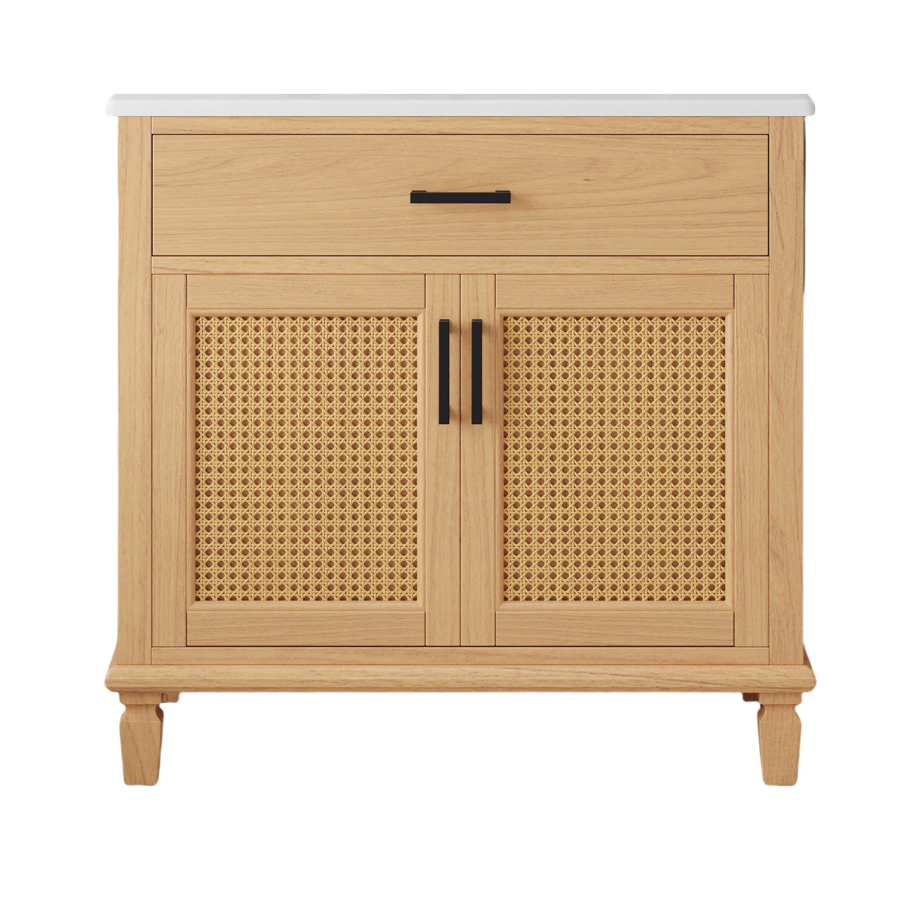 Alt View 8. Boyel Living - 36 Inch Rattan Bathroom Vanity with Ceramic Sink Soft Close Doors and Drawers Solid Wood Legs - Natural.