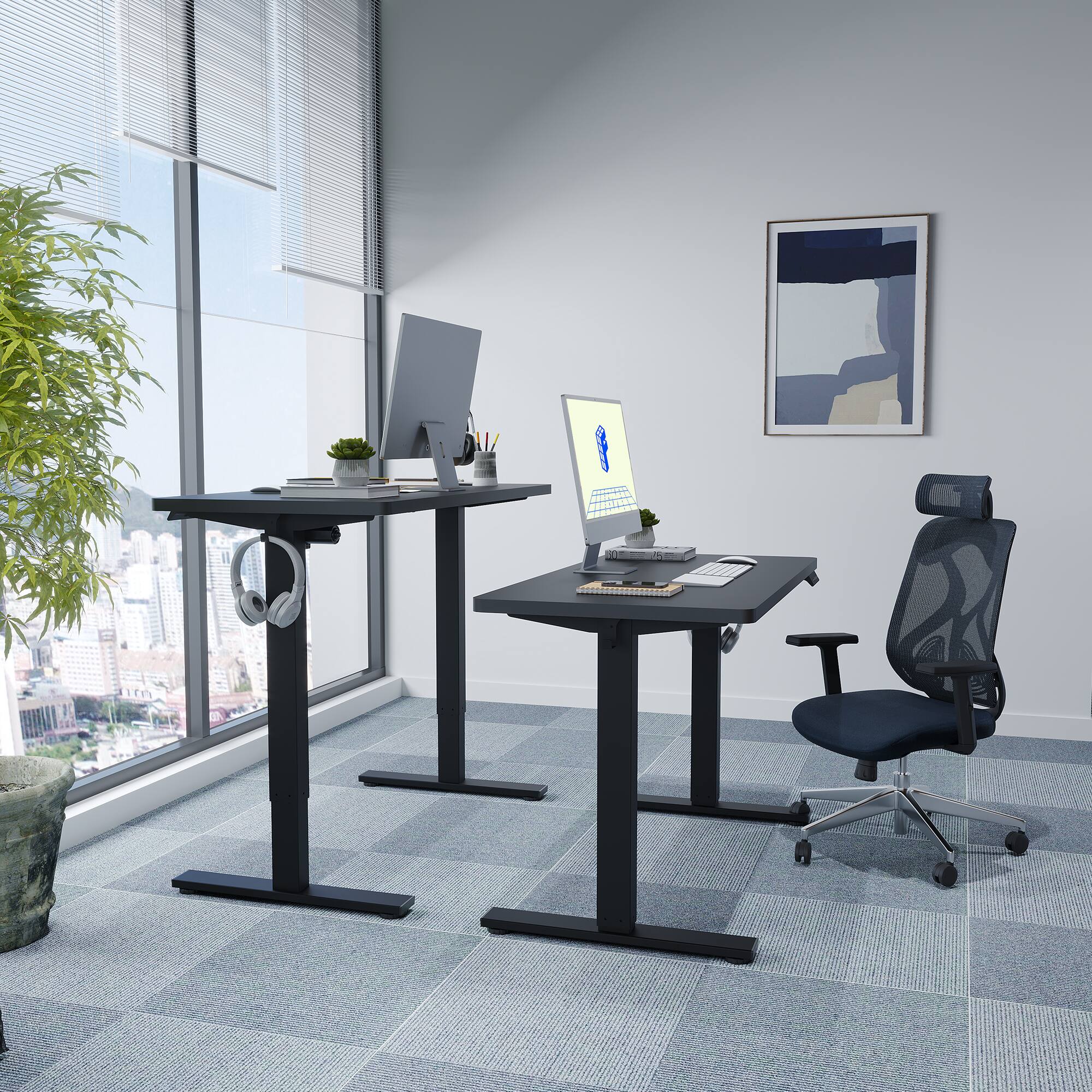 FlexiSpot E2 ブラック FlexiSpot E2 48''W Electric Adjustable Standing Desk Chipboard