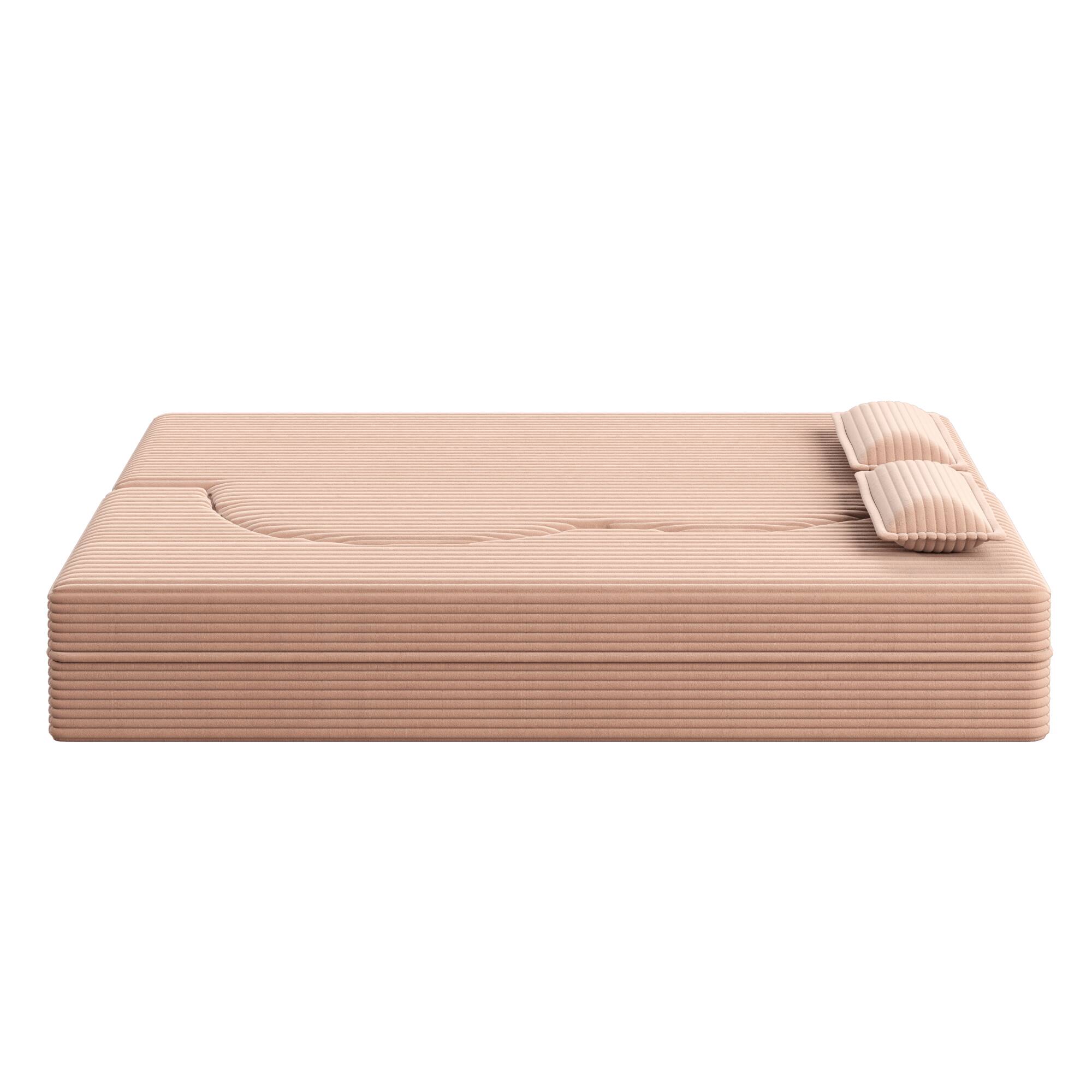 Alt View 10. GOODSILO - Convertible Plush Corduroy Floor Sleeper Sofa with Dual Pillows for Living Room and Guest Use - Pink.