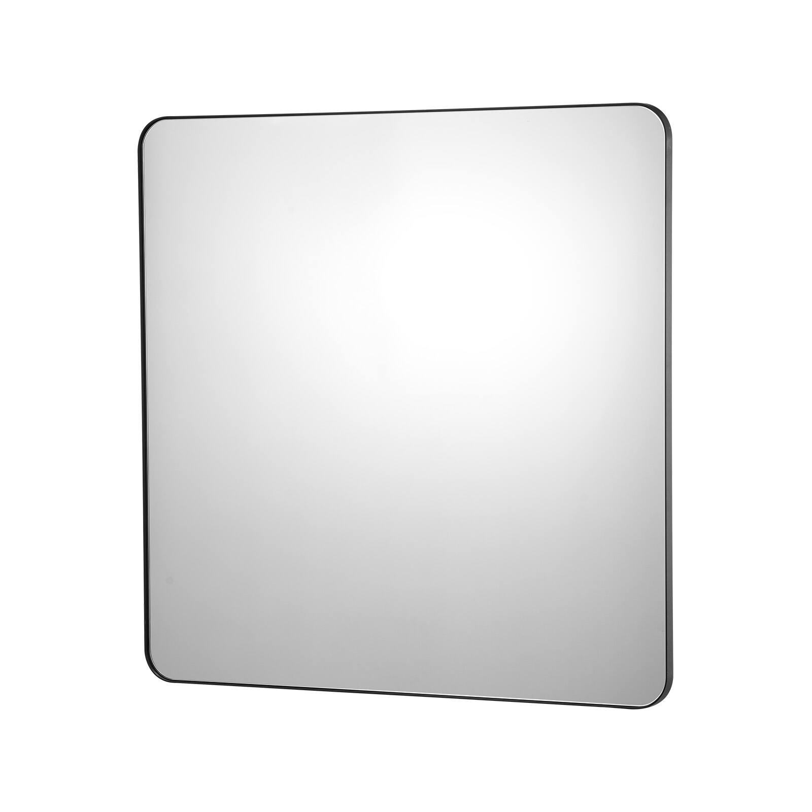 Front. VEVOR - Wall Mounted Makeup Mirror, 0.15" Thick, 36" x 36" Mirror with Aluminium Alloy Frame & Explosion-Proof Film - Black.