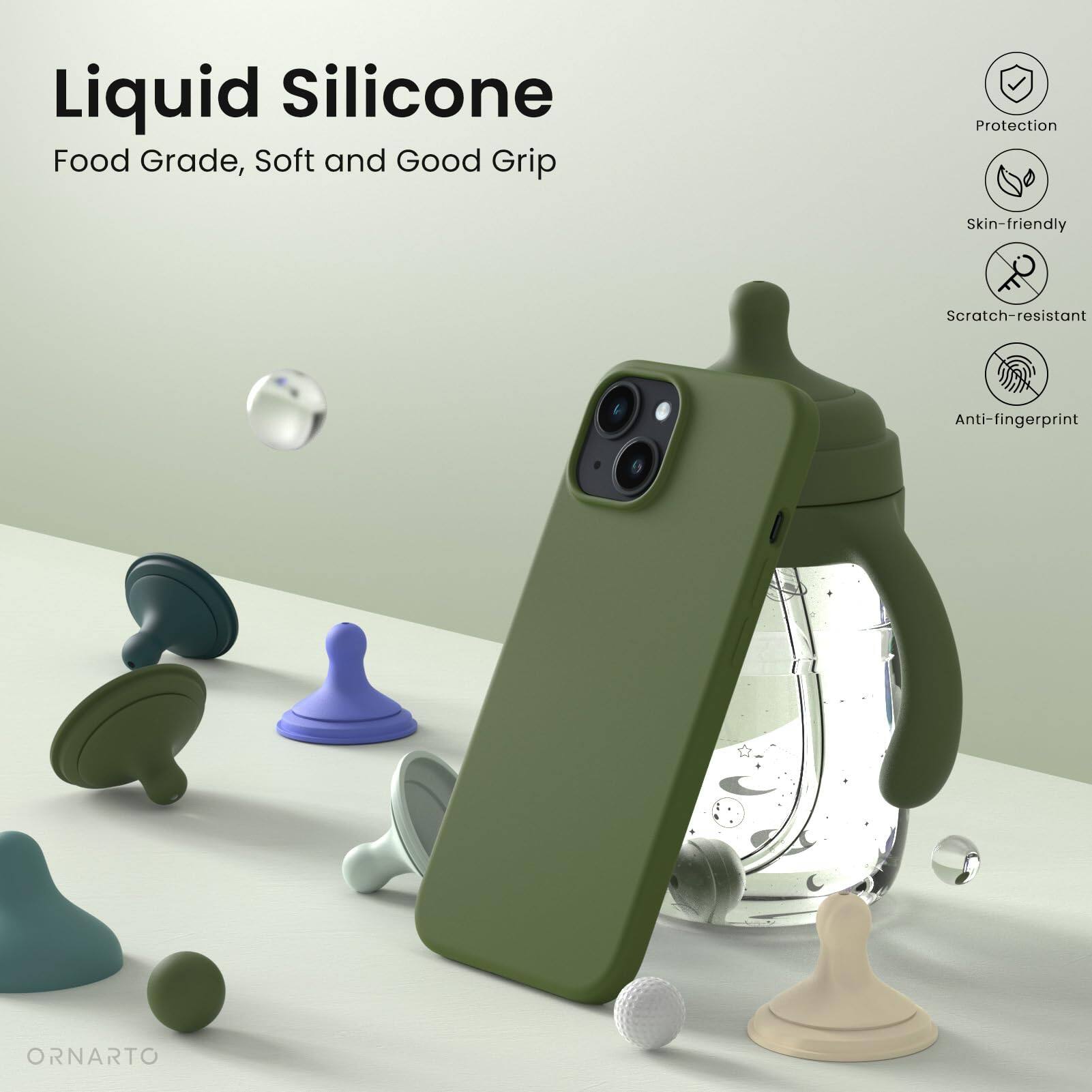 Liquid Silicone, Food Grade, Soft and Good Grip, Protection, Skin-friendly, Scratch-resistant, Anti-fingerprint, ORNARTO