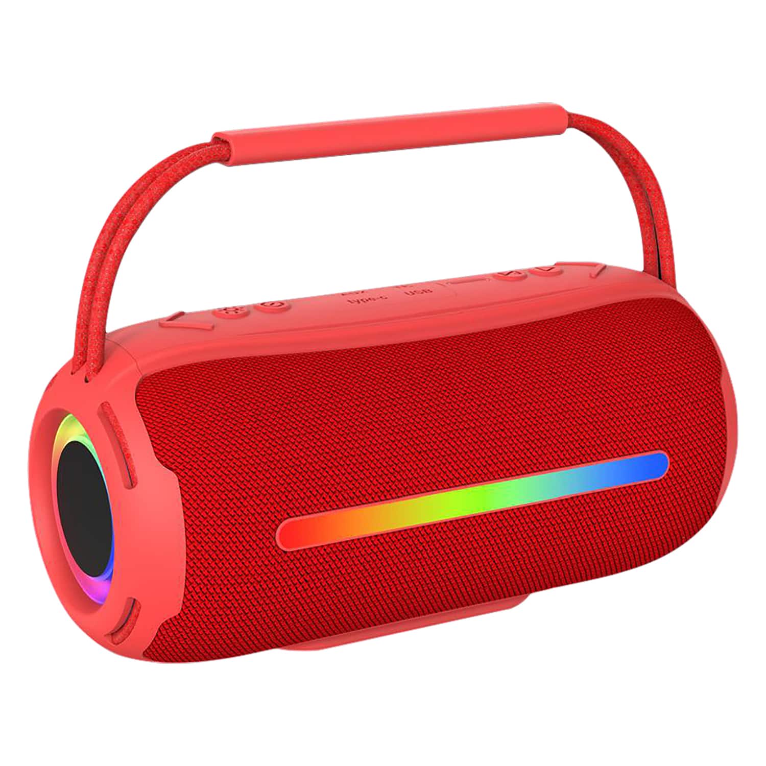 RCA - 20W Bluetooth Speaker with TWS, RGB Lights, USB/microSD, Aux, FM, 6 Hr Play Time - Red
