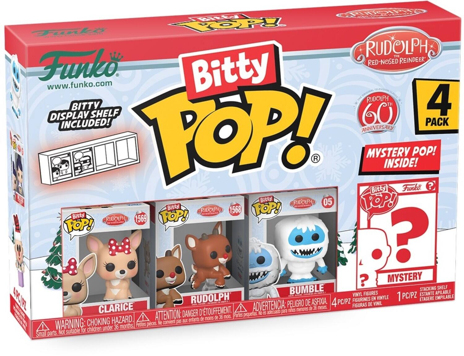 Bitty Funko. Funko OPPZ RUDOLPH THE RED-NOSED REINDEER. Bitty www.funko.com. DELEVISION ORIGINAL CLASSIC I RUDOLPH 4 BITTY TH DISPLAY SHELF 60 INCLUDED! PACK POP! ANNIVERSARY MYSTERY POP! INSIDE! Bitty Funko. ? Bitty RUDOLPH 05 POP! Bitty RUDOLPH 1568 POP! Bitty RUDCXPHE 1569 POP! POP! ? ? MYSTERY BUMBLE STACKING SHELF VINYL FIGURES ESTANTE APILABLE LRCIFZ RUDOLPH FIGURINES EN VINYLE 1 PC/PZ ETAGERE EMPILABLE ADVERTENCIA: PELIGRO DE ASFIXIA. 4 PC/PZ FIGURAS DE VINIL CLARICE menores de 36 meses. D TOUFFEMENT. adecuado para nios ATTENTION: DANGER pequeras. No eS de 36 mois. Partes HAZARD. enfants de moins CHOKING Ne convient pas aux WARNING: 36 months Petites pieces ! for children under Small parts. Not suitable