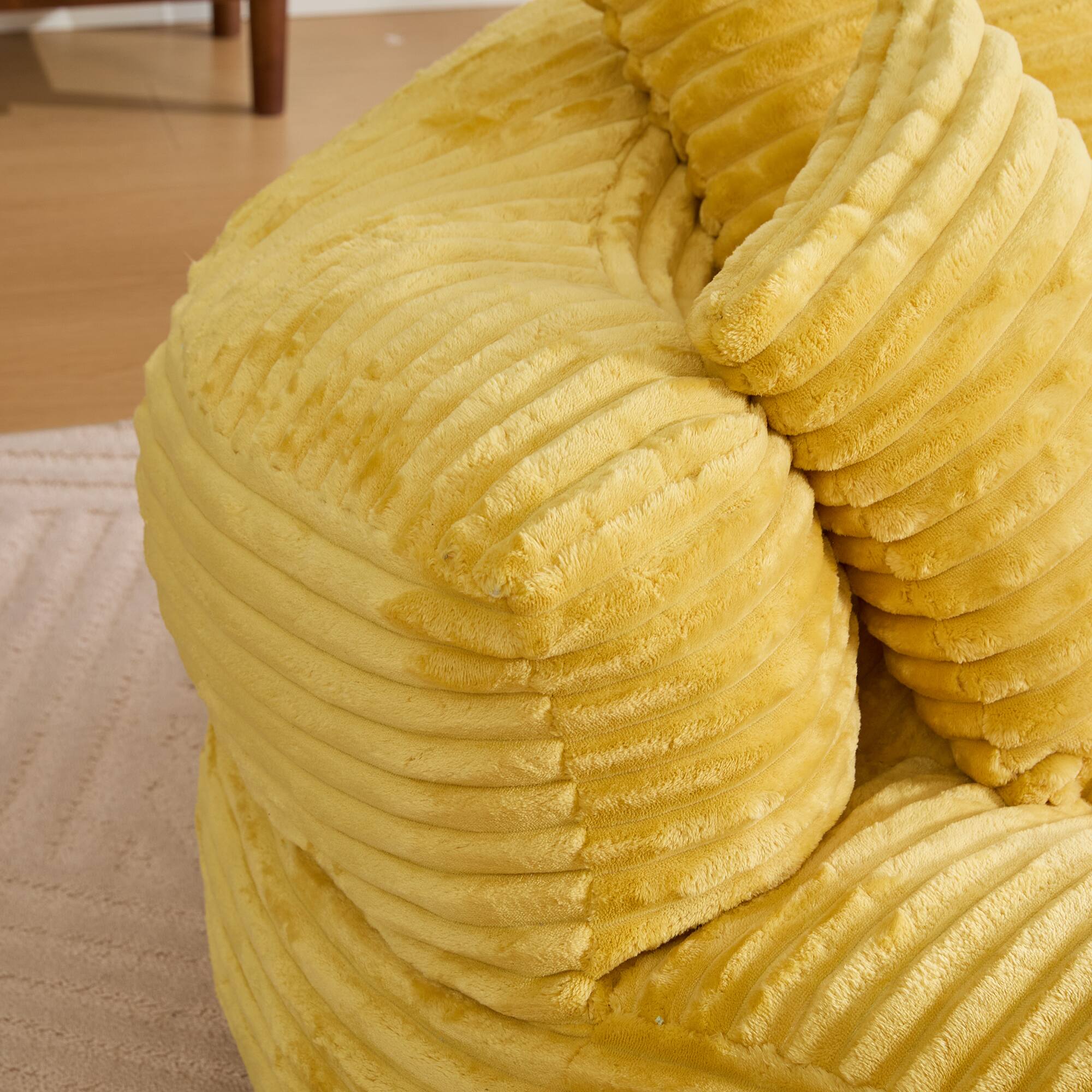 Alt View 7. Meqiodas - Bean Bag Chairs, Bean Bag Sofa for Adults, Kids,Oversized Corduroy Bean Bag Chair with 3 Pillows & Armrest - Yellow.