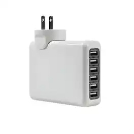 Kitcheniva - 6 Port USB Wall Charger High Speed Charging Hub for Phones and Tablets - White