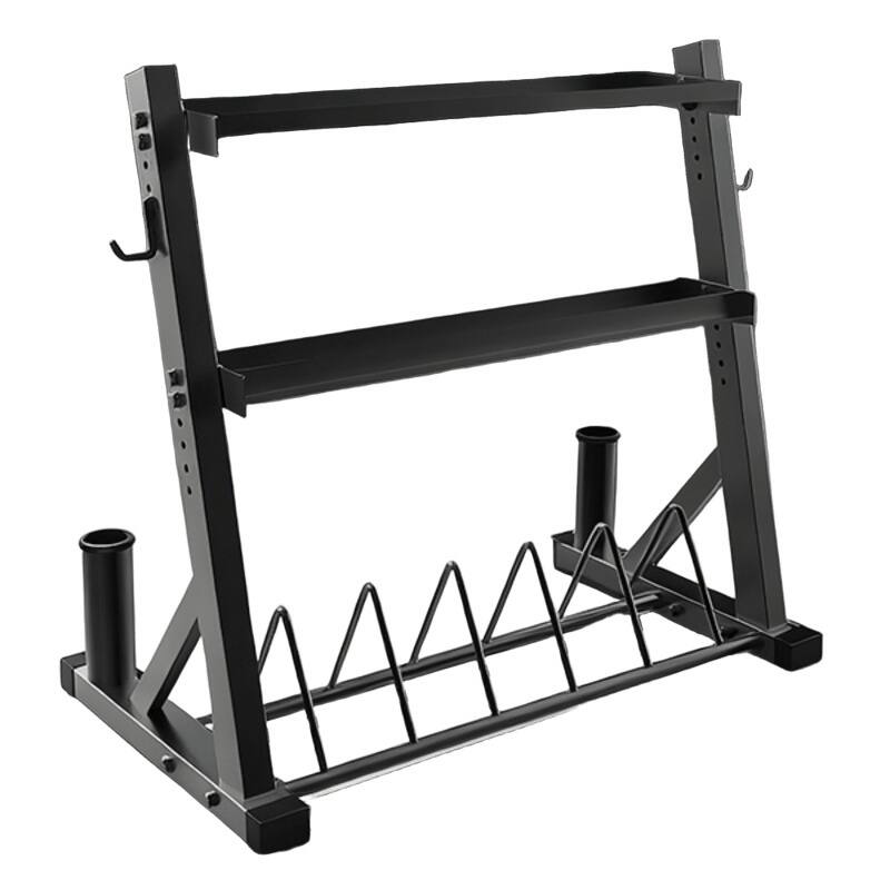 Front. Babevy - 3 Tier Adjustable Storage Racks Stand for Dumbbell, Kettlebell, Weight Plate and Curl Bar - Black.
