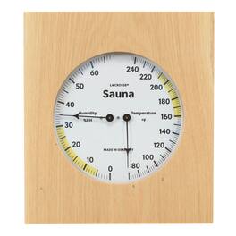 La Crosse Technology - Natural Oak Wood framed Analog Sauna Thermometer and Hygrometer - Golden oak