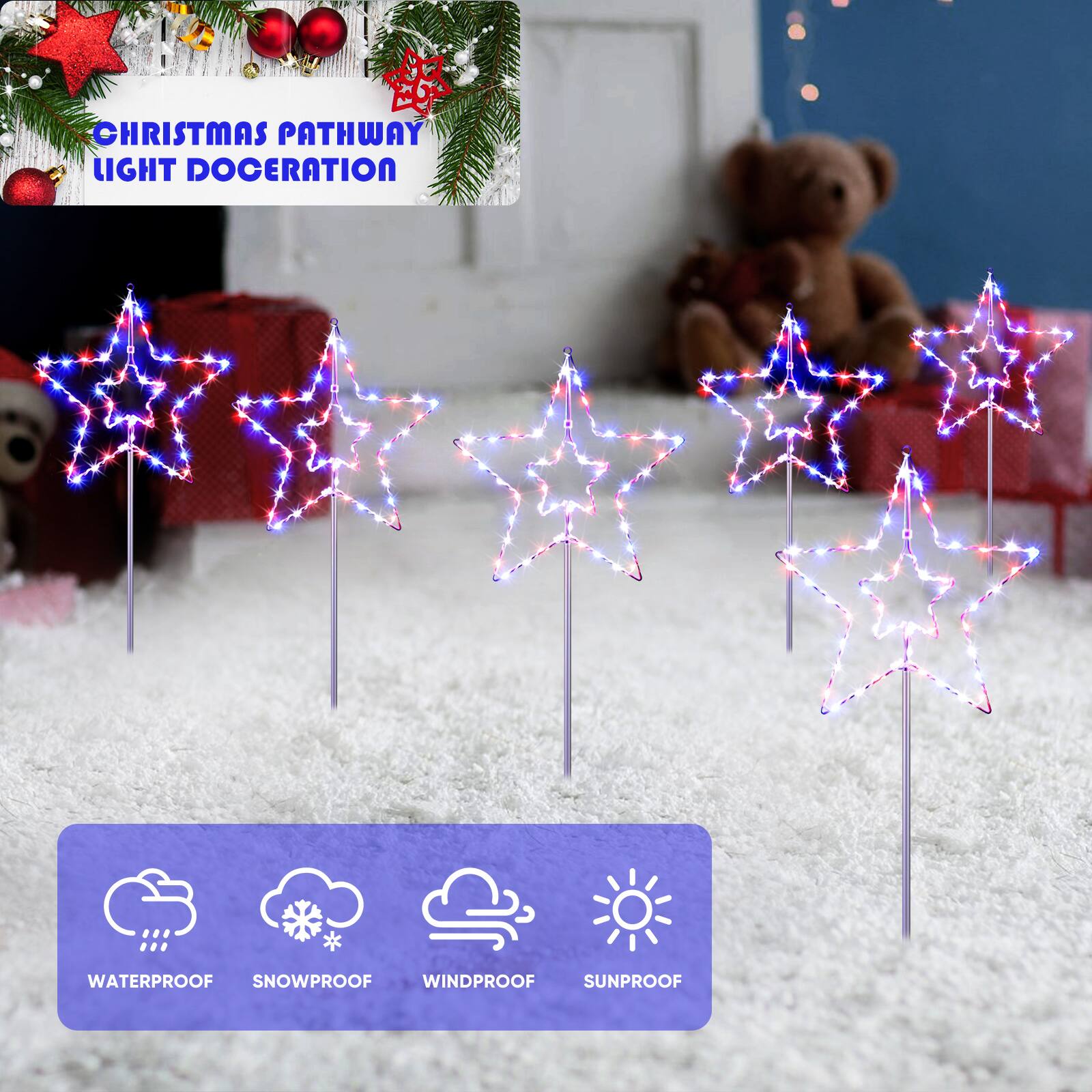 CHRISTMAS PATHWAY LIGHT DECORATION  
WATERPROOF SNOWPROOF WINDPROOF SUNPROOF