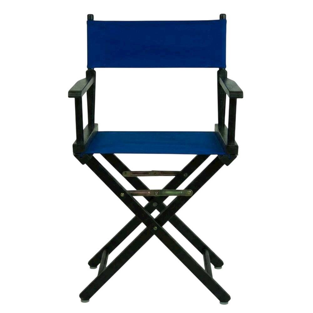 FurniFact Blue Director's Chair Black Frame/Royal Blue Canvas