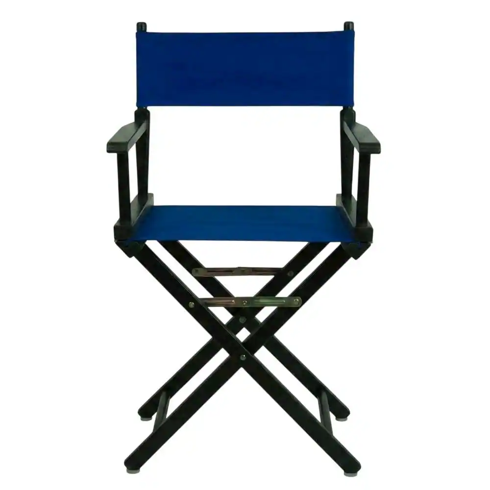 Angle. FurniFact - Blue Director's Chair - Black Frame/Royal Blue Canvas.