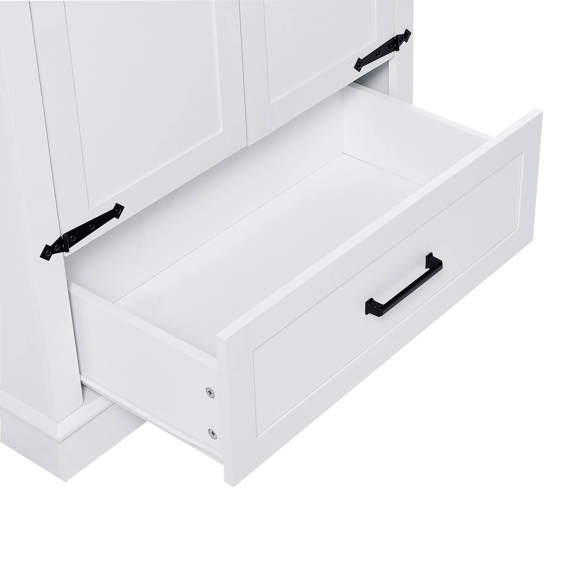 Angle. SlickBlue - Tall Bathroom Storage Cabinet with Two Doors, One Drawer, and Adjustable Shelf - White.