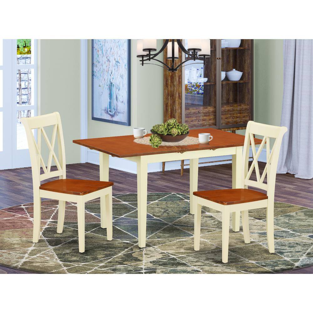 Back. East West Furniture - Dining Room Set Buttermilk & Cherry - Brown.