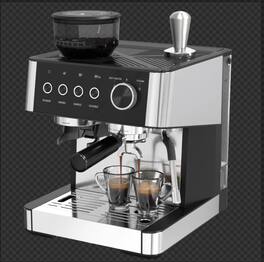 Electactic - Espresso Coffee Maker with Grinder, 15 Bar, 30-Position Burr, Stainless Steel Frother, Self-Cleaning - Black