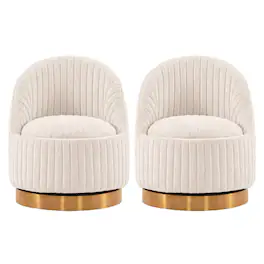 Manhattan Comfort - Leela Modern Chenille Swivel Lounge Chair - Set of 2 - Cream