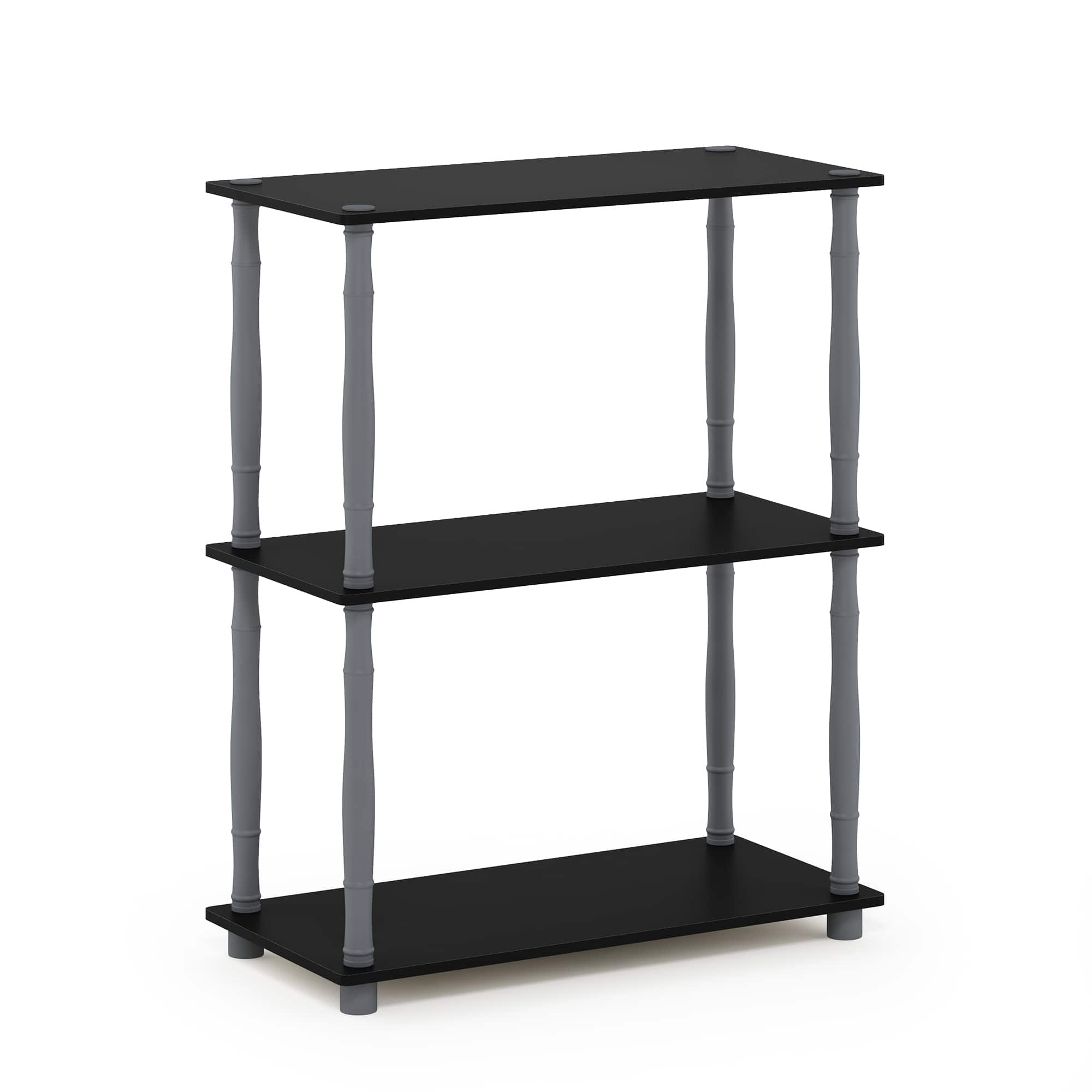 Furinno - Turn-N-Tube 3-Tier Compact Multipurpose Shelf Display Rack with Classic Tube, Black/Grey - Black/Grey