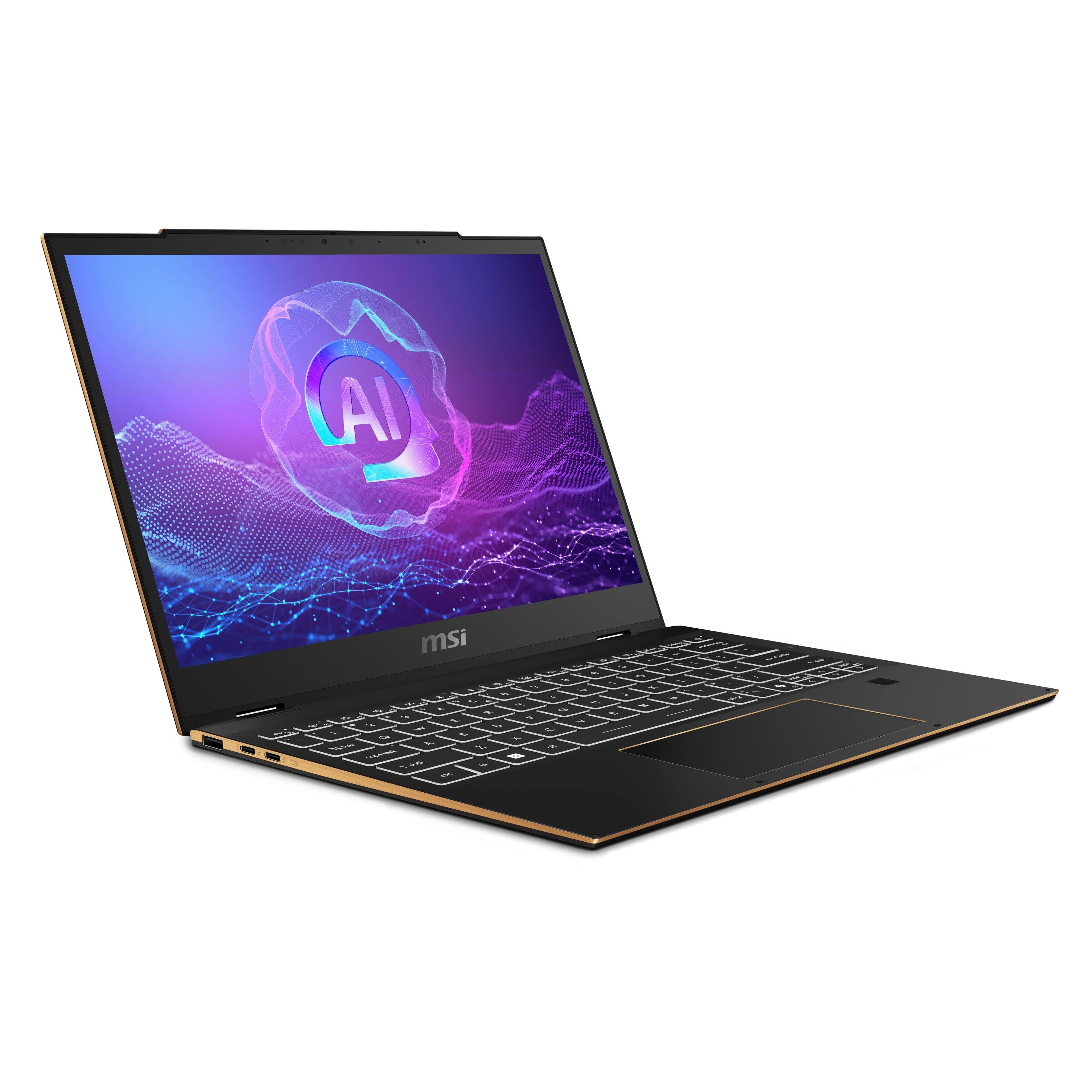 Left. MSI - MSI Summit 13 AI+ Evo 13.3” FHD+ Touch Laptop - Intel Ultra 7 256V 2024 - Intel Arc Graphics - 16GB RAM - 1TB Storage - Ink Black.